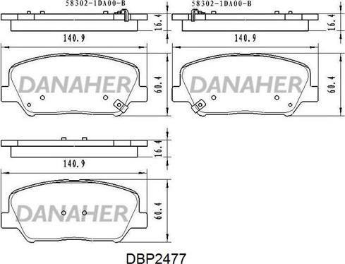 Danaher DBP2477 - Тормозные колодки, дисковые, комплект autospares.lv