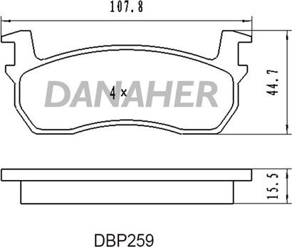 Danaher DBP259 - Тормозные колодки, дисковые, комплект autospares.lv