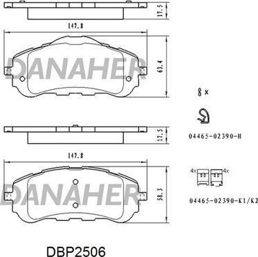 Danaher DBP2506 - Тормозные колодки, дисковые, комплект autospares.lv