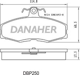 Danaher DBP250 - Тормозные колодки, дисковые, комплект autospares.lv