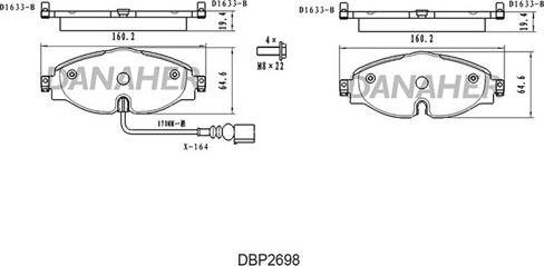 Danaher DBP2698 - Тормозные колодки, дисковые, комплект autospares.lv