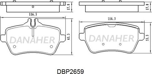 Danaher DBP2659 - Тормозные колодки, дисковые, комплект autospares.lv