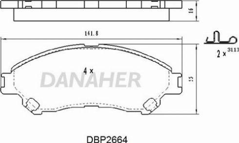 Danaher DBP2664 - Тормозные колодки, дисковые, комплект autospares.lv