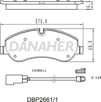 Danaher DBP2661/1 - Тормозные колодки, дисковые, комплект autospares.lv