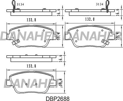 Danaher DBP2688 - Тормозные колодки, дисковые, комплект autospares.lv