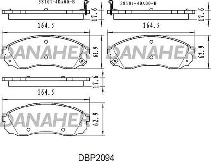 Danaher DBP2094 - Тормозные колодки, дисковые, комплект autospares.lv