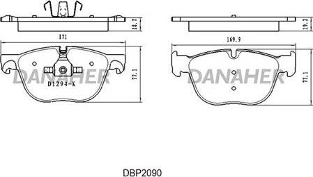 Danaher DBP2090 - Тормозные колодки, дисковые, комплект autospares.lv