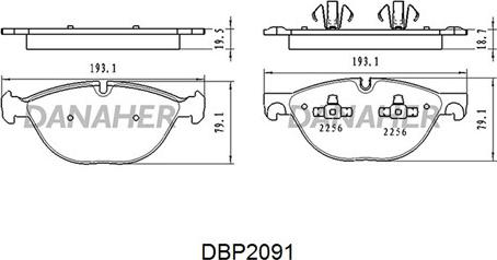 Danaher DBP2091 - Тормозные колодки, дисковые, комплект autospares.lv