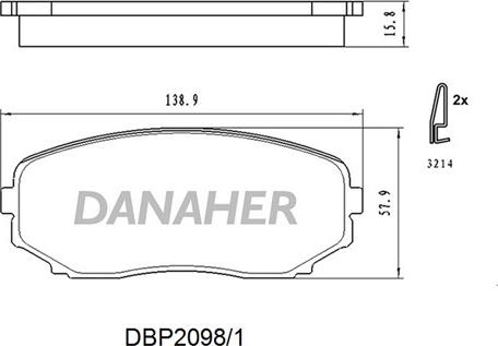 Danaher DBP2098/1 - Тормозные колодки, дисковые, комплект autospares.lv