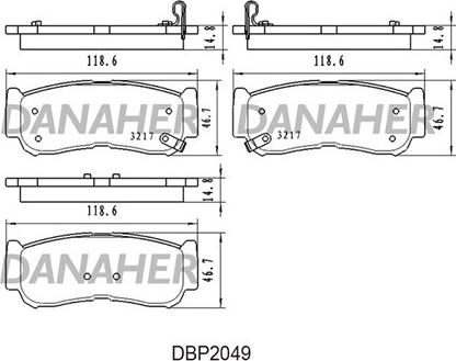 Danaher DBP2049 - Тормозные колодки, дисковые, комплект autospares.lv