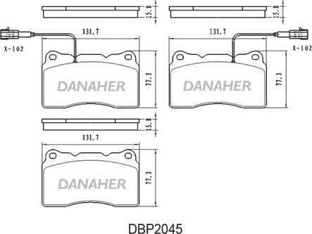 Danaher DBP2045 - Тормозные колодки, дисковые, комплект autospares.lv