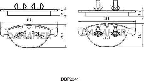 Danaher DBP2041 - Тормозные колодки, дисковые, комплект autospares.lv