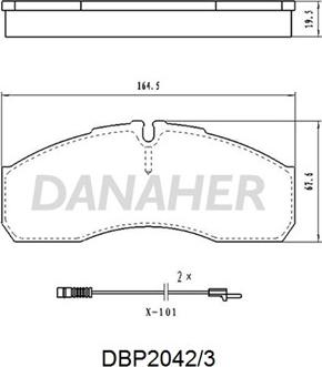 Danaher DBP2042/3 - Тормозные колодки, дисковые, комплект autospares.lv