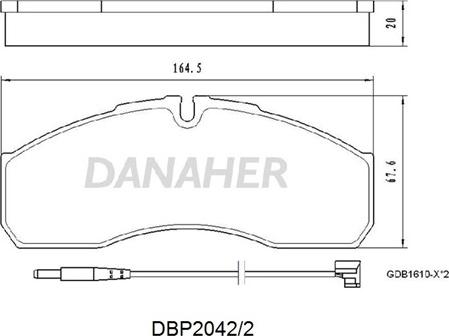 Danaher DBP2042/2 - Тормозные колодки, дисковые, комплект autospares.lv