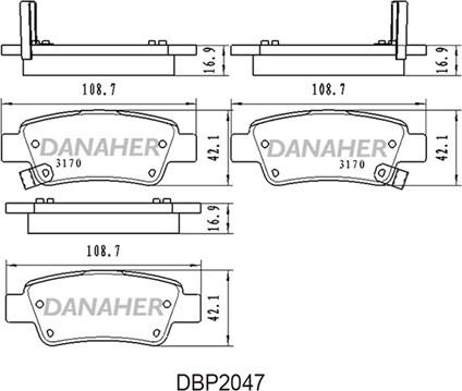 Danaher DBP2047 - Тормозные колодки, дисковые, комплект autospares.lv