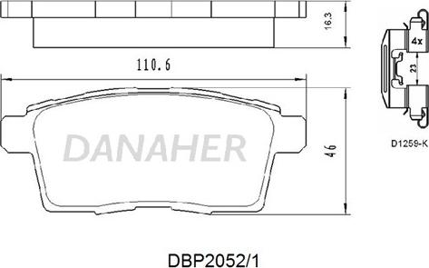 Danaher DBP2052/1 - Тормозные колодки, дисковые, комплект autospares.lv