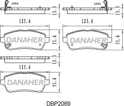 Danaher DBP2069 - Тормозные колодки, дисковые, комплект autospares.lv