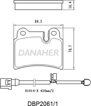 Danaher DBP2061/1 - Тормозные колодки, дисковые, комплект autospares.lv