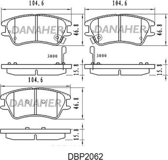 Danaher DBP2062 - Тормозные колодки, дисковые, комплект autospares.lv