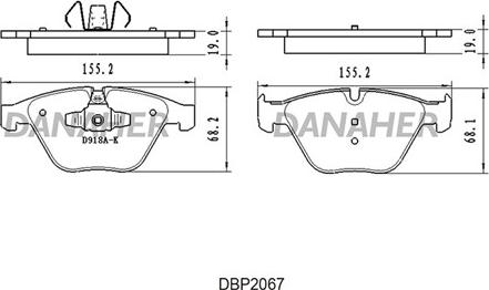 Danaher DBP2067 - Тормозные колодки, дисковые, комплект autospares.lv