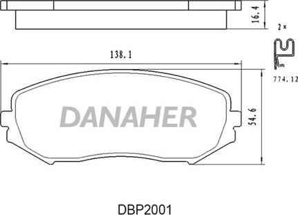 Danaher DBP2001 - Тормозные колодки, дисковые, комплект autospares.lv