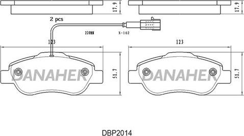 Danaher DBP2014 - Тормозные колодки, дисковые, комплект autospares.lv