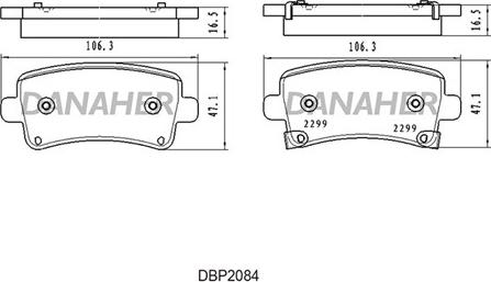 Danaher DBP2084 - Тормозные колодки, дисковые, комплект autospares.lv