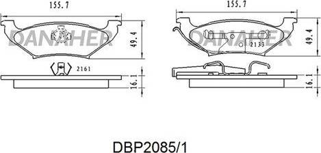 Danaher DBP2085/1 - Тормозные колодки, дисковые, комплект autospares.lv