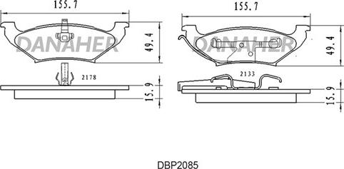 Danaher DBP2085 - Тормозные колодки, дисковые, комплект autospares.lv