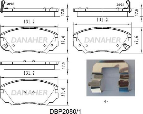 Danaher DBP2080/1 - Тормозные колодки, дисковые, комплект autospares.lv
