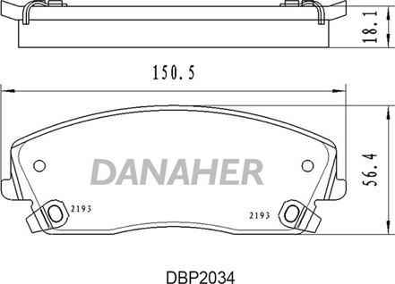 Danaher DBP2034 - Тормозные колодки, дисковые, комплект autospares.lv