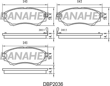 Danaher DBP2036 - Тормозные колодки, дисковые, комплект autospares.lv