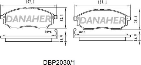 Danaher DBP2030/1 - Тормозные колодки, дисковые, комплект autospares.lv