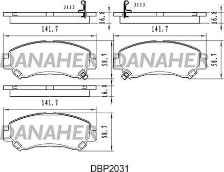 Danaher DBP2031 - Тормозные колодки, дисковые, комплект autospares.lv