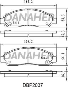 Danaher DBP2037 - Тормозные колодки, дисковые, комплект autospares.lv