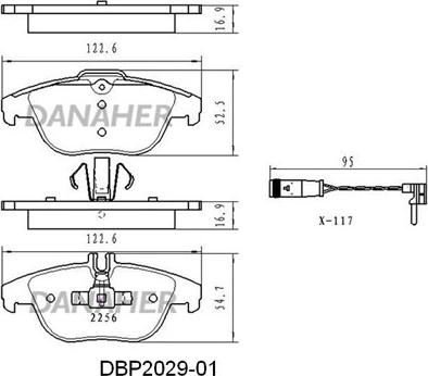 Danaher DBP2029-01 - Тормозные колодки, дисковые, комплект autospares.lv