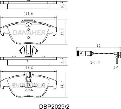 Danaher DBP2029/2 - Тормозные колодки, дисковые, комплект autospares.lv