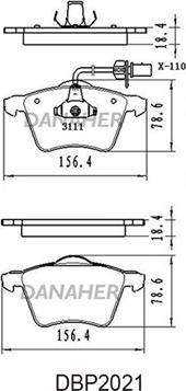 Danaher DBP2021 - Тормозные колодки, дисковые, комплект autospares.lv