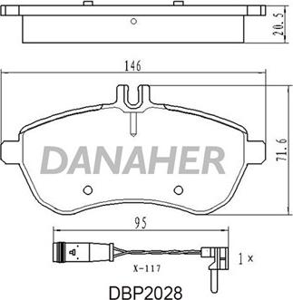 Danaher DBP2028 - Тормозные колодки, дисковые, комплект autospares.lv