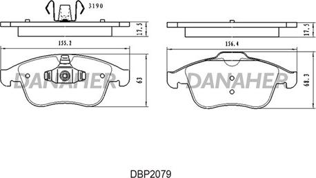 Danaher DBP2079 - Тормозные колодки, дисковые, комплект autospares.lv