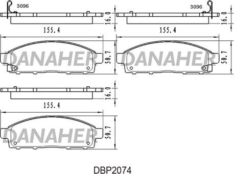 Danaher DBP2074 - Тормозные колодки, дисковые, комплект autospares.lv