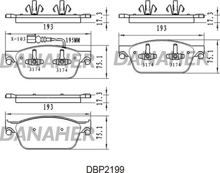 Danaher DBP2199 - Тормозные колодки, дисковые, комплект autospares.lv