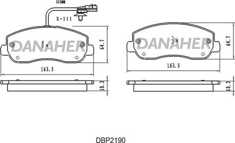 Danaher DBP2190 - Тормозные колодки, дисковые, комплект autospares.lv