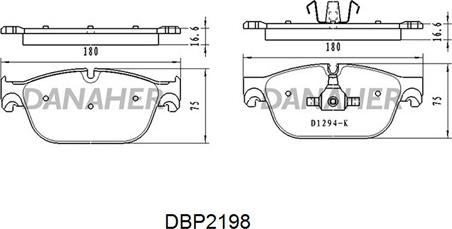 Danaher DBP2198 - Тормозные колодки, дисковые, комплект autospares.lv