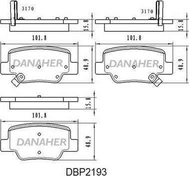 Danaher DBP2193 - Тормозные колодки, дисковые, комплект autospares.lv