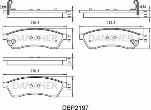 Danaher DBP2197 - Тормозные колодки, дисковые, комплект autospares.lv