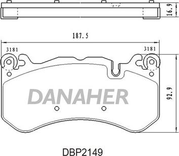 Danaher DBP2149 - Тормозные колодки, дисковые, комплект autospares.lv