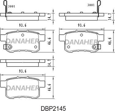 Danaher DBP2145 - Тормозные колодки, дисковые, комплект autospares.lv