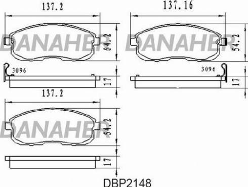 Danaher DBP2148 - Тормозные колодки, дисковые, комплект autospares.lv