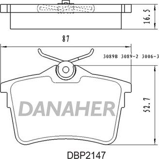 Danaher DBP2147 - Тормозные колодки, дисковые, комплект autospares.lv